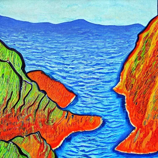 Prompt: healthy, vibrant, scottish seas painted in a van gough style