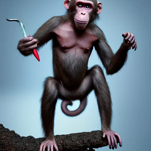 Prompt: monkey with sores, bumps, skin wounds, surface hives, horror, fantasy, highly detailed, by Jason Edmiston and Dan Hillier, octane render