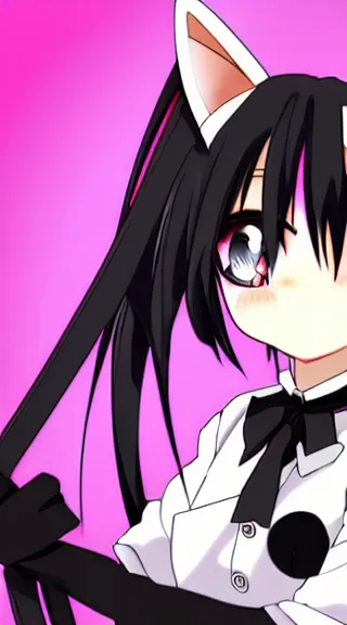 Image similar to Anime Screenshot of a “red-eyed black-haired anime fox girl” wearing black fingerless-gloves, high-waist-black-skirt, white-collared-shirt blue-open-jacket, black-necktie, unsheathing her katana, white background, visual-key, anime illustration, pixiv, anime-twitter