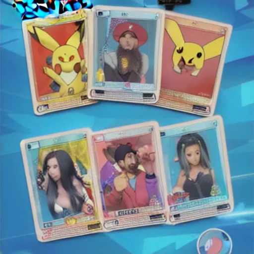 Image similar to pokemon cards with snooki, joe biden, nicki minaj, kim kardashian, osama bin laden, pokemon anime style, hd 8k image high detail, at target