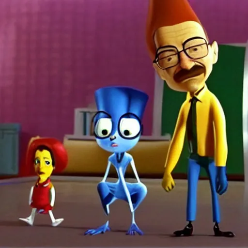 Image similar to A screenshot of Walter White in Meet The Robinsons (2007) low quality, vhs quality,