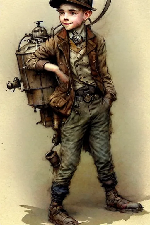 Image similar to ( ( ( ( ( 1 9 5 0 s steampunk adventurer boy inventer explorer. muted colors. ) ) ) ) ) by jean - baptiste monge!!!!!!!!!!!!!!!!!!!!!!!!!!!