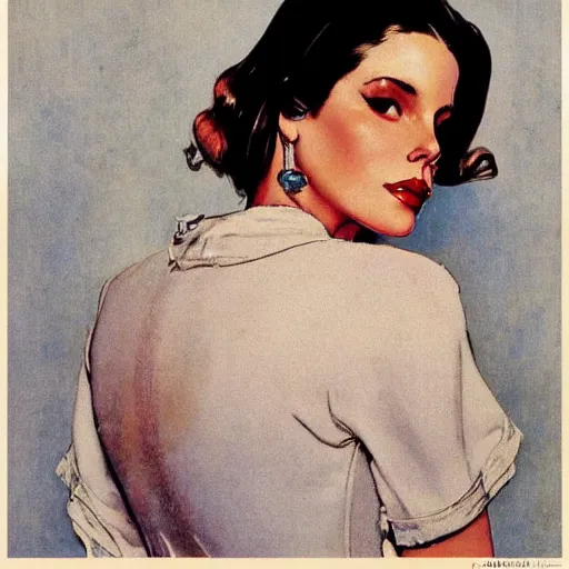 Image similar to lana del rey by norman rockwell