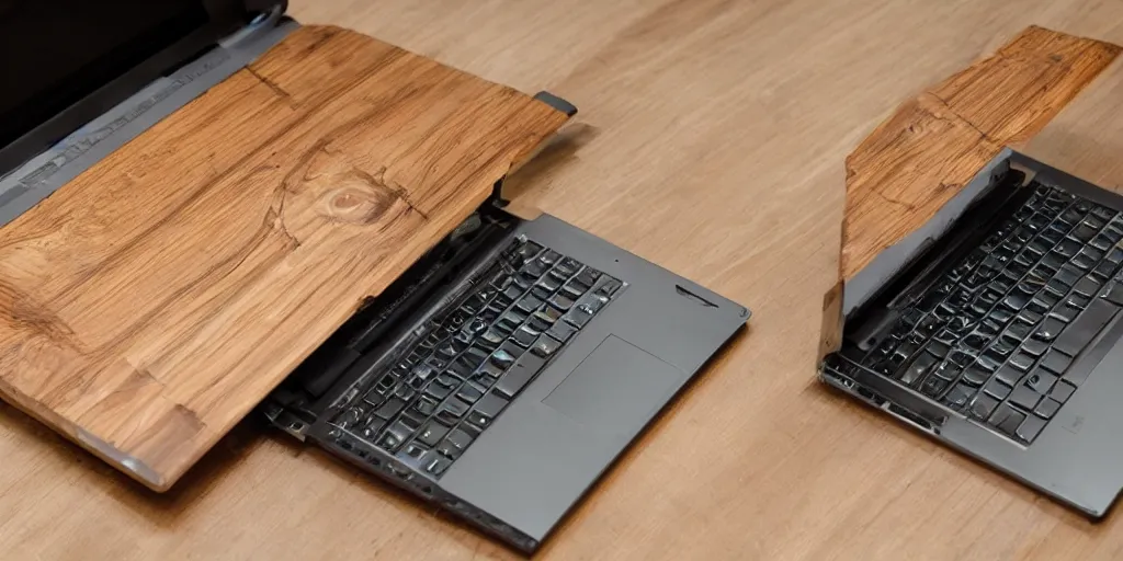 Image similar to a wood masterpiece laptops made in different kind of woods