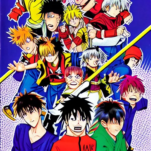 Prompt: a 90s cover of a shonen manga volume