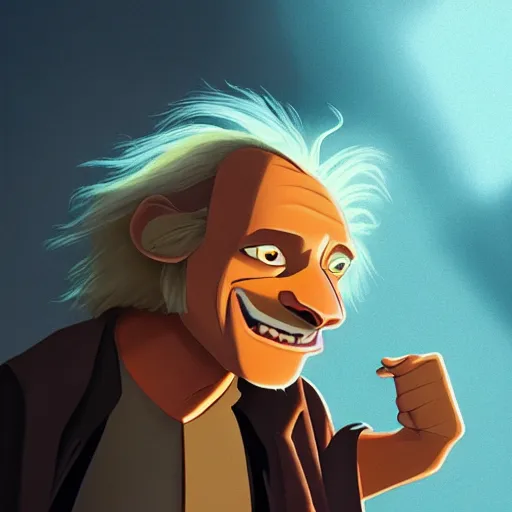 Prompt: portrait of doc brown!!, riding!!!!!!!!!!!!!!!!!!!, on ( ( ( lion king ) ) ) like a horse, disney animation, sharp, illustration, sharp, fanart, anime key art by greg rutkowski, bloom, dramatic lighting sharp focus, cinematic, artbook, smooth, centered