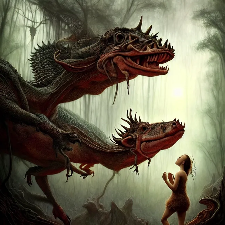 Image similar to epic professional digital art of hungry 🐲❄🐖 jungle, faint atmospheric lighting, painted, intricate, detailed, by leesha hannigan, wayne haag, reyna rochin, ignacio fernandez rios, mark ryden, iris van herpen, best on artstation, cgsociety, epic, stunning, gorgeous, much wow, cinematic, masterpiece.