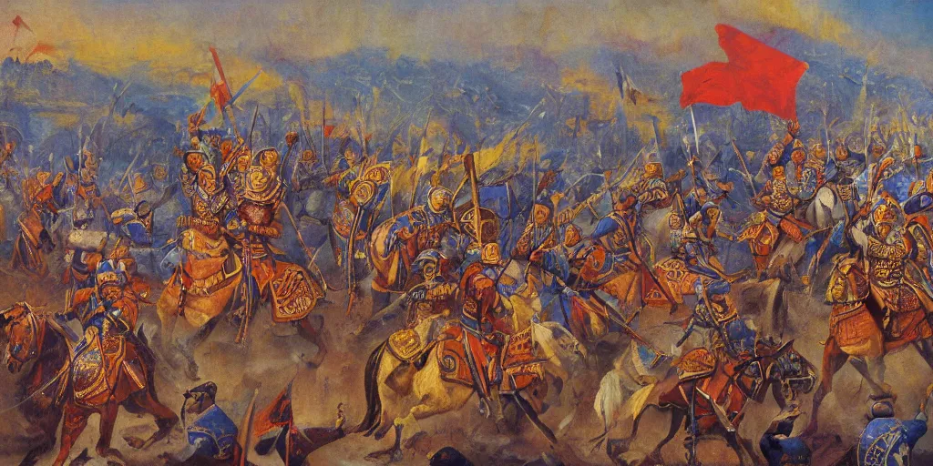 Image similar to timur siege of samarkand, oil painting