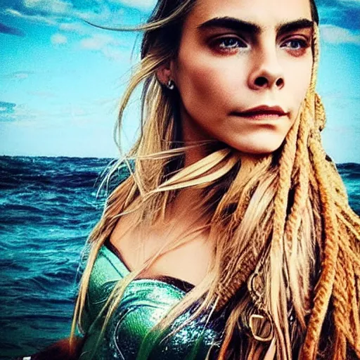 Image similar to “cara delevigne as a mermaid”