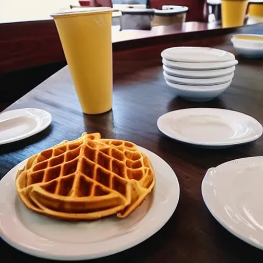 Image similar to first person perspective picture of arms on table, wafflehouse