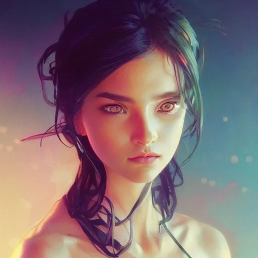 Prompt: beautiful, young woman, sad eyes, tears running down, vaporwave aesthetic, synthwave, digital painting, artstation, concept art, smooth, sharp focus, illustration, art by artgerm and greg rutkowski and alphonse mucha