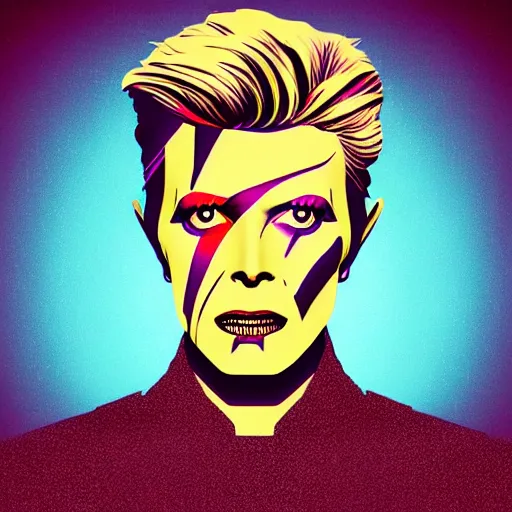 Image similar to individual david bowie portrait fallout 7 6 retro futurist illustration art by beeple, sticker, colorful, illustration, highly detailed, simple, smooth and clean vector curves, no jagged lines, vector art, smooth andy warhol style