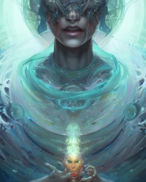 Image similar to portrait of a beautiful cybernetic emanation from angelarium, by pete mohrbacher and artgerm and wlop, digital art, highly detailed, intricate, fantasy, mystical, Trending on Artstation HQ, deviantart, unreal engine, 4K UHD image