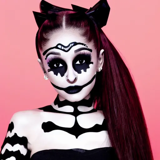 Prompt: ariana grande as a skeleton witch 8 k