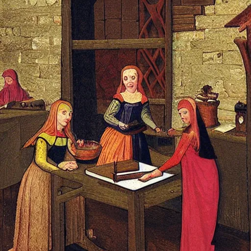 Image similar to medieval girls working