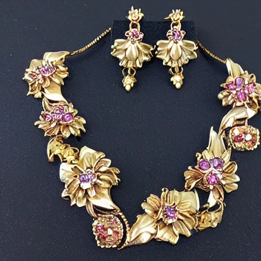 Prompt: vintage floral jewelry