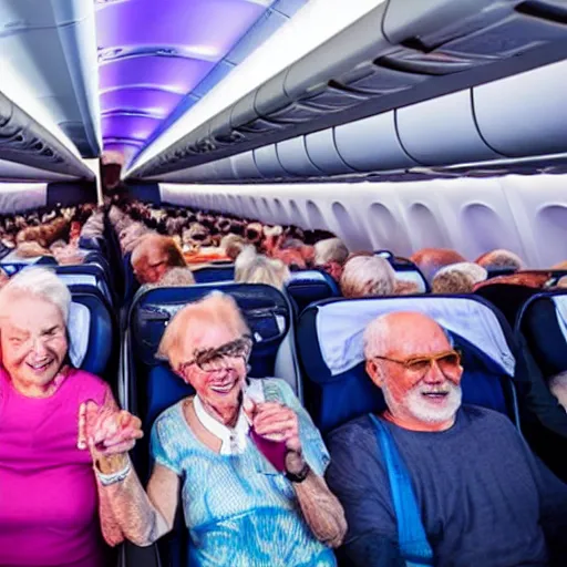Image similar to old people rave on a plane, 4k