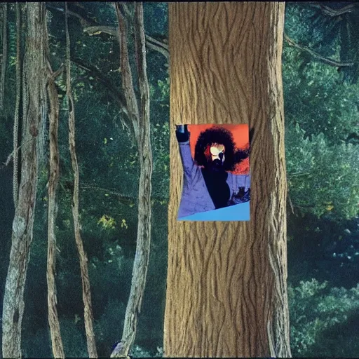 Prompt: bob ross screaming stuck in a tree