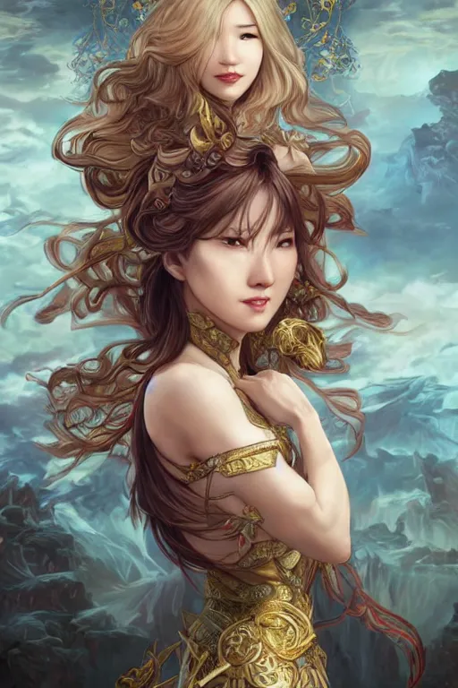 Image similar to Yang Xiao Long, fantasy, intricate, elegant, highly detailed, digital painting, 4k, HDR, concept art, smooth, sharp focus, illustration, art by artgerm and H R Giger and alphonse mucha