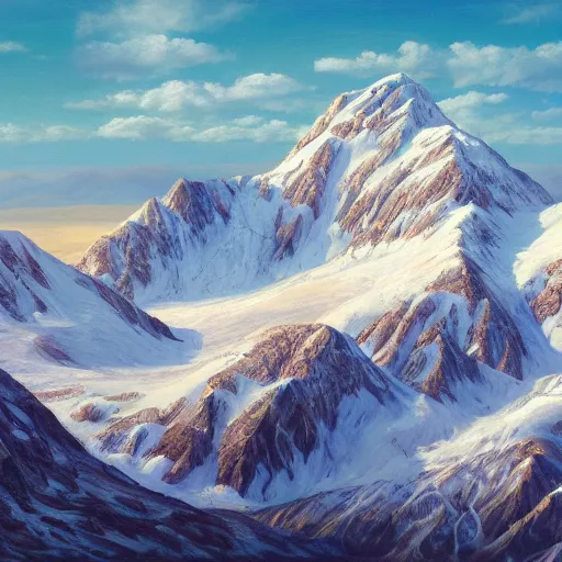 Image similar to klondike mountains, oil on canvas, surrealism, highly detailed, masterpiece, award - winning, artstationhd