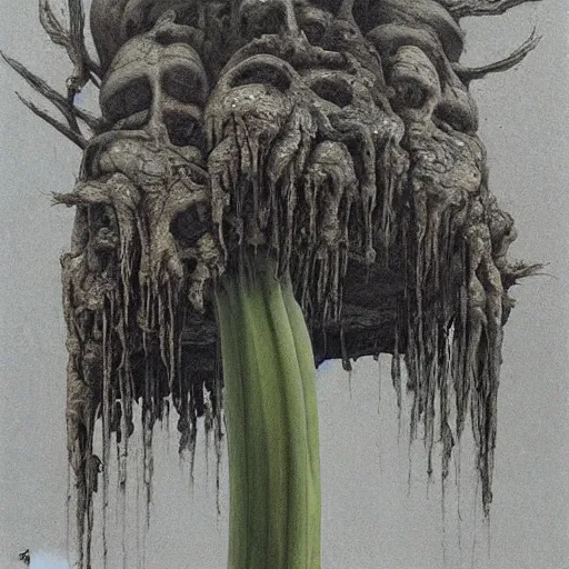 Image similar to rotten banana made by Zdzislaw Beksinski