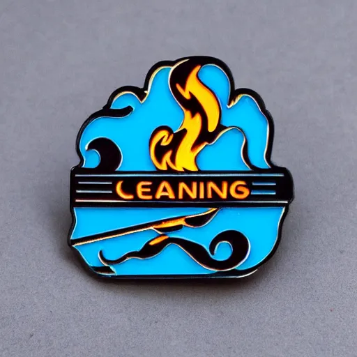 Image similar to a photo of a retro 8 0 s clean fire flames warning enamel pin, studio lighting, behance