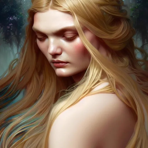 Image similar to beautiful lily donaldson, closeup, d & d, fantasy, intricate, elegant, highly detailed, digital painting, artstation, concept art, matte, sharp focus, illustration, art by artgerm and greg rutkowski and alphonse mucha