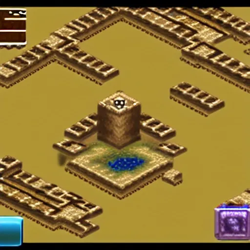 Prompt: isometric JRPG desert, gameplay screenshot on Nintendo DS