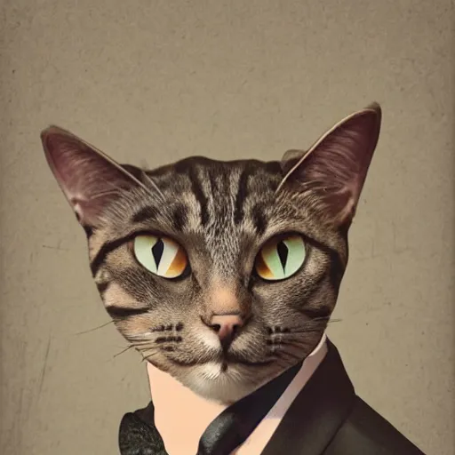Prompt: a cat with binoculars and a suit in the style of arcane, portrait