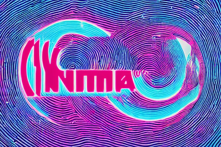 Image similar to Intimaa> text logo, album cover, community, synth-wave