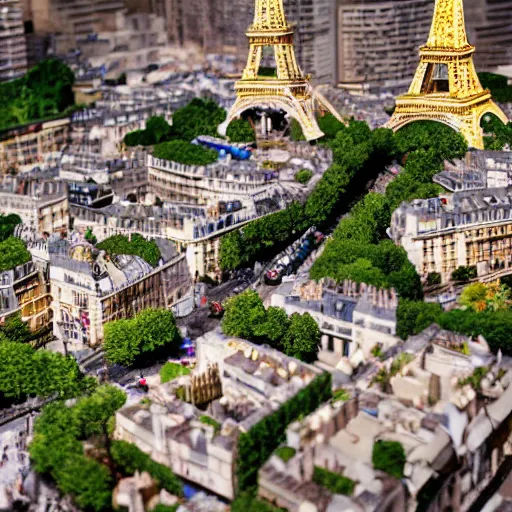 Image similar to a detailed photo of a diorama city, paris eiffel tower, macro photography, model trees, studio lighting, hyperdetailed