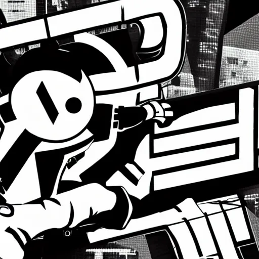 Image similar to Jet Set Radio, 8K HD, black and white