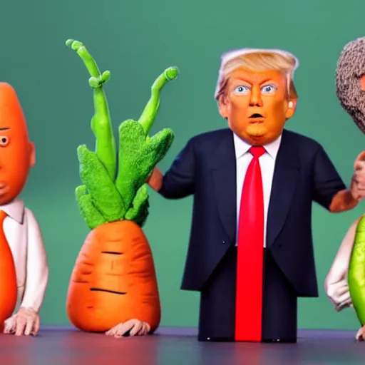 Prompt: donald trump as a carrot, claymation