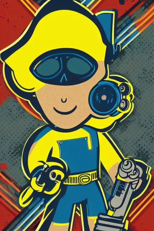 Image similar to fallout 7 6 retro futurist illustration art by butcher billy, sticker, colorful, illustration, highly detailed, simple, smooth and clean vector curves, no jagged lines, vector art, smooth andy warhol style