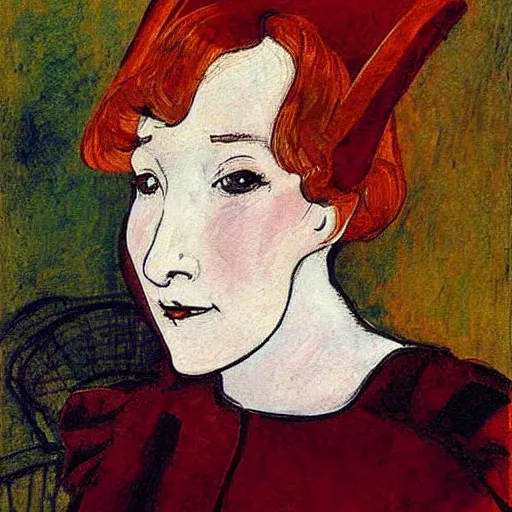 Image similar to anne heche painted by toulous - lautrec