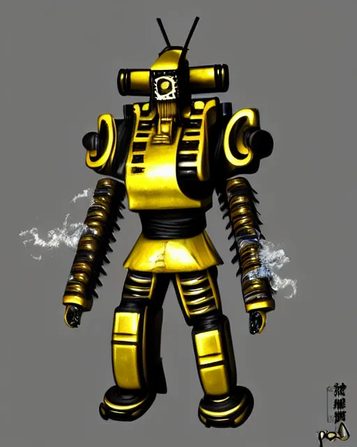 Prompt: the cyberpunk samurai made out of silky pearl smoke, cyrax cyberpunk steampunk robot 3 d digital art