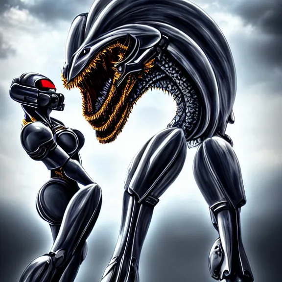 Image similar to detailed shot of a human getting eaten and swallowed, by a gigantic goddess elegant beautiful stunning anthropomorphic hot robot mecha female dragon, with sleek silver metal armor, OLED visor over eyes, micro art, prey, vore, digital art, mawshot, dragon vore, dragon maw, furry art, high quality, 8k 3D realistic, macro art, micro art, Furaffinity, Deviantart, Eka's Portal, G6