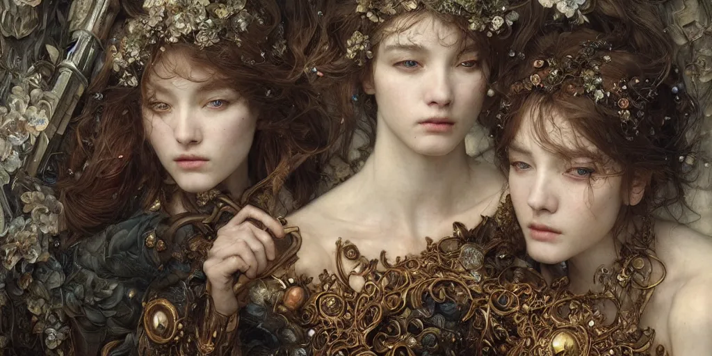 Prompt: masterpiece veracious pertinence, by Edgar Maxence and Ross Tran and Michael Whelan artistic, intricate drawing, realistic fantasy, baroque gothic oil painting, extremely detailed and beautiful aesthetic face, establishing shot, 8k resolution, dramatic lighting,