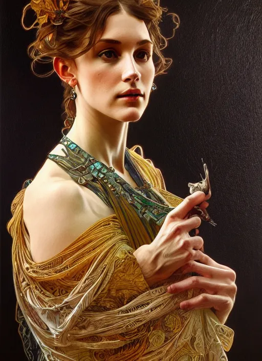 Image similar to oil portrait of a new type of animal, intricate, elegant, highly detailed, lighting, painting, artstation, smooth, illustration, art by greg rutowski and alphonse mucha