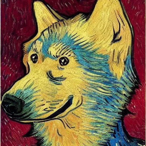 Image similar to retarded wolf, van gogh