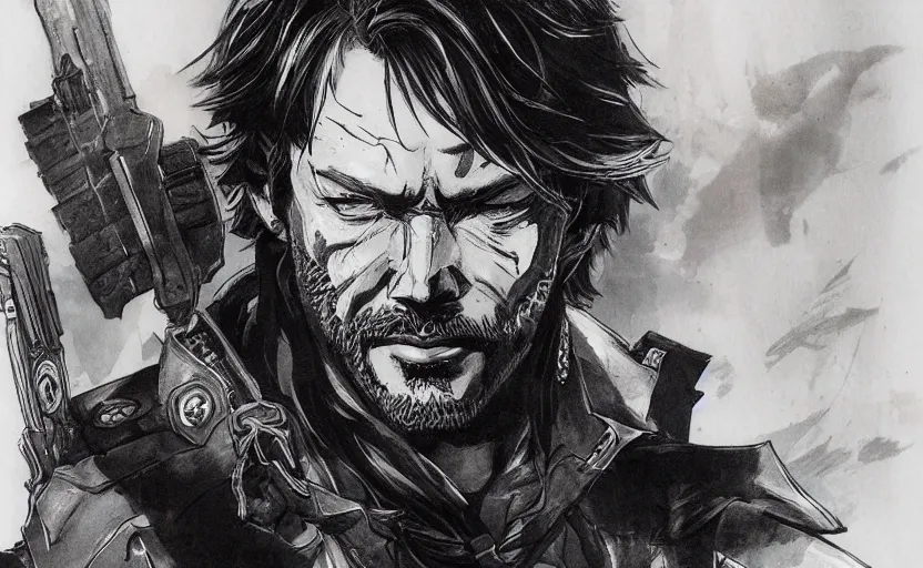 Image similar to yoji shinkawa drawing of arthur morgan,