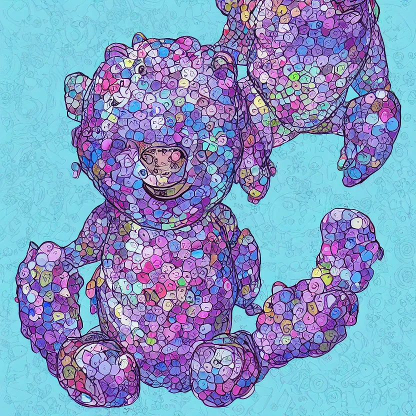 Prompt: iridescent gummy bear, in the style of dustin nguyen, digital illustration, intricate, trending on artstation