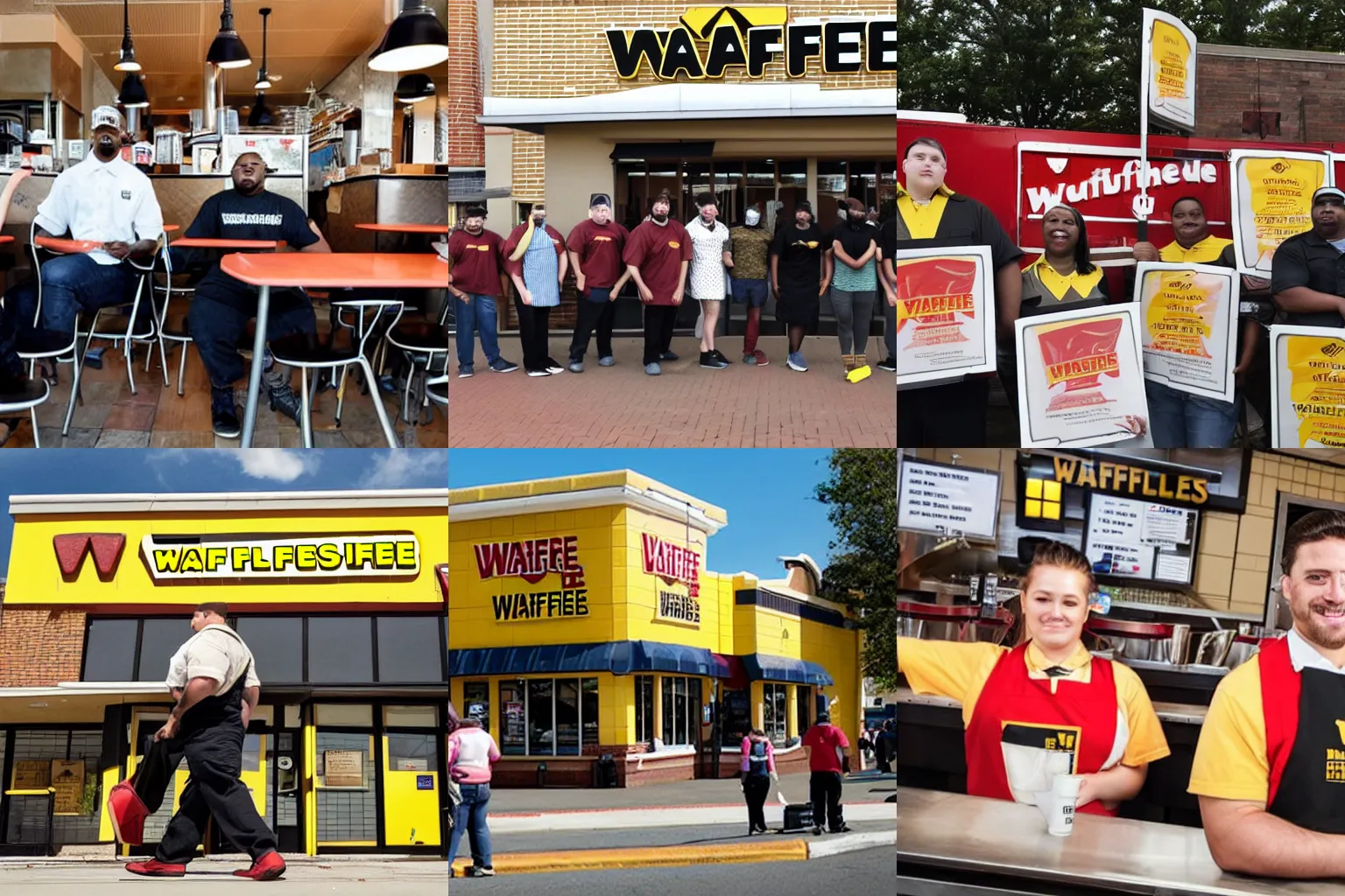 Prompt: Wafflehouse employees quitting their jobs en masse