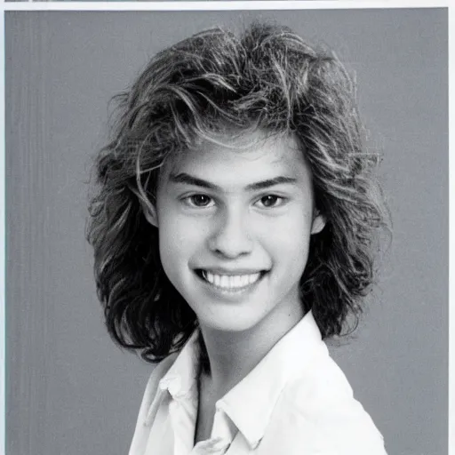 Prompt: 1985 high school year book headshot photos