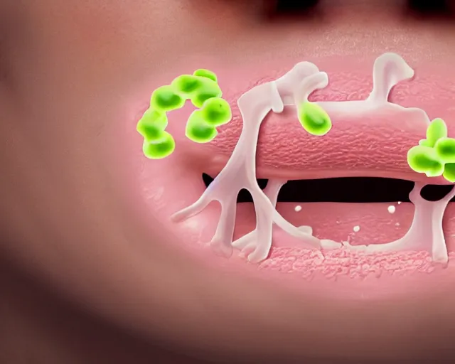 Image similar to a mouth full of bacteria.