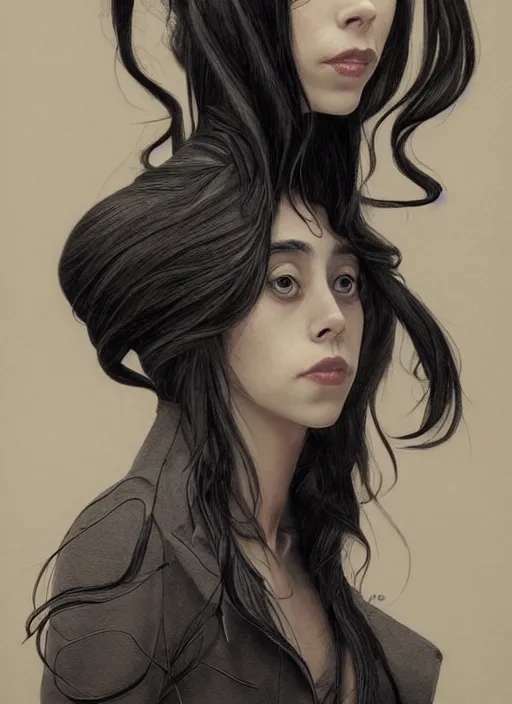 Image similar to full length photo of Oona Chaplin in the style of Junji Ito, full body, not realistic, sharp focus, 8k high definition, insanely detailed, intricate, elegant, art by stanley lau and artgerm