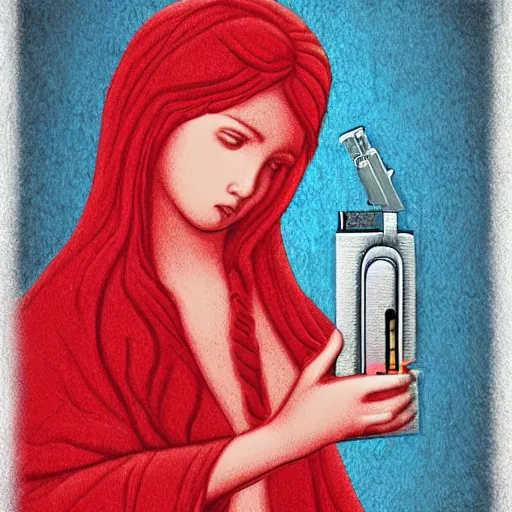 Prompt: A angelic lighter, digital art, red lighter, higly detailed,