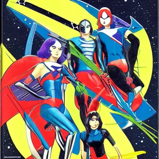 Image similar to space science ninja team gatchaman drsigned by alex ross hr giger moebius - w 9 6 0