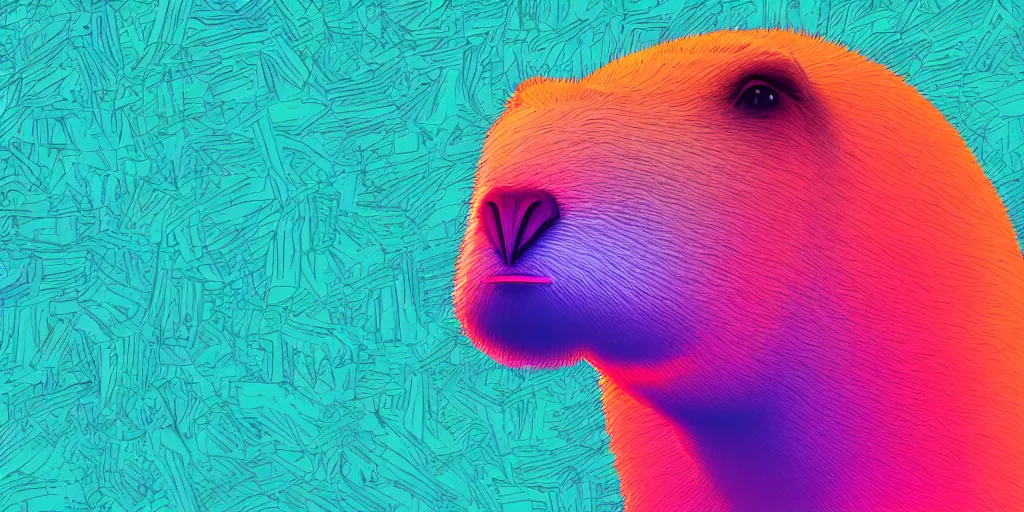 Image similar to Synthwave Capybara Background, Digital Art, High Quality