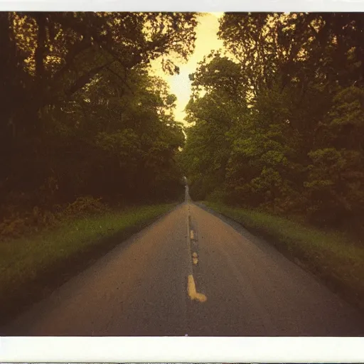Prompt: polaroid of old southern road